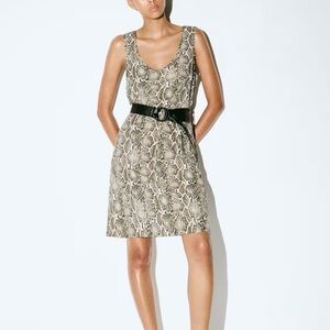 H&M Beige Snake Print Mini Dress with Black Belt